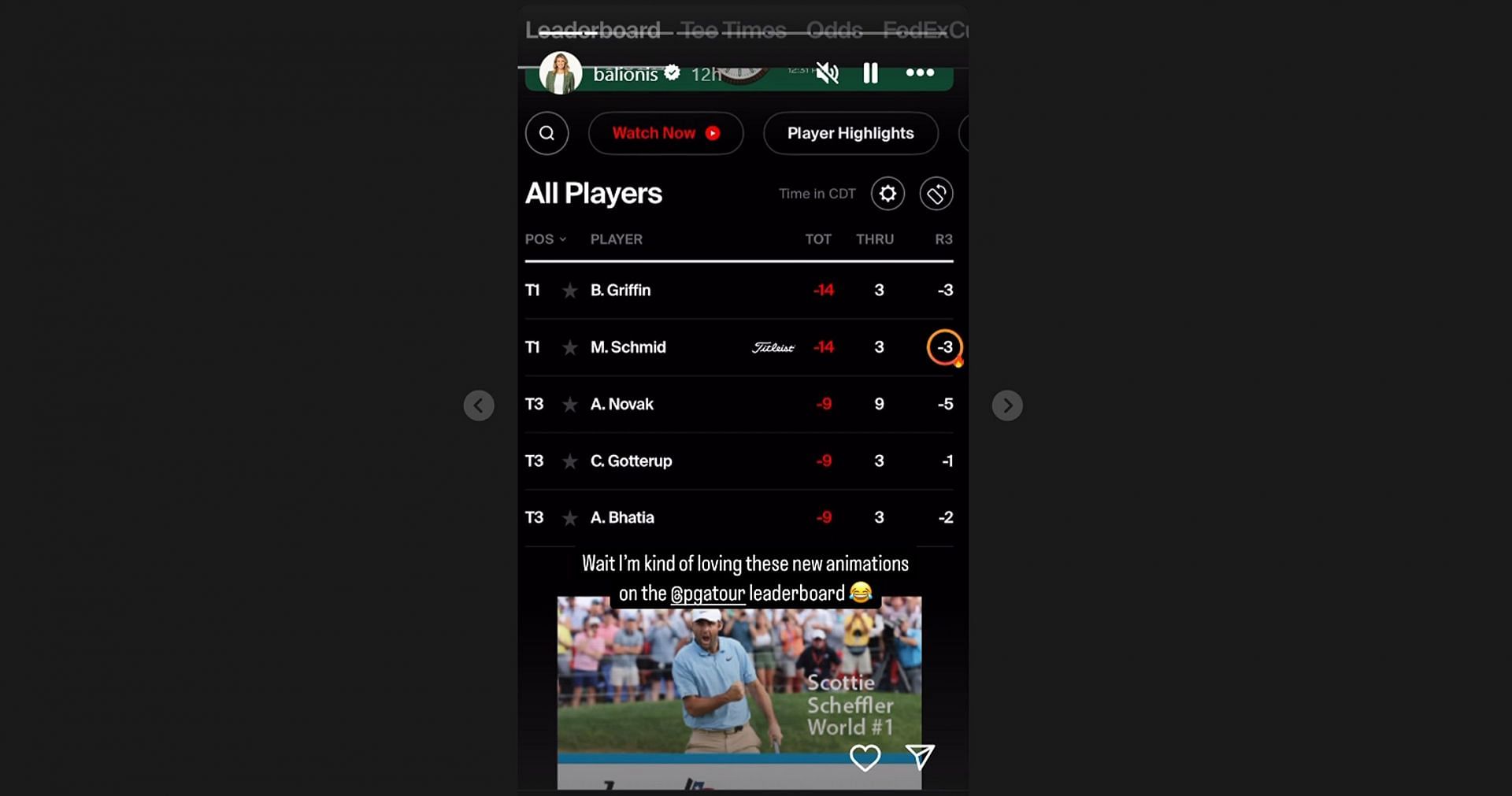Amanda Balionis seems impressed with PGA Tour's "new animation"/@balionis